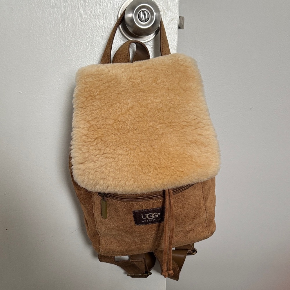 UGG Tan and Cream Shearling Backpack